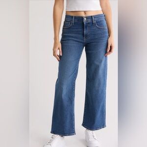 Hudson Rosalie High Waist Raw Hem Wide Leg Jeans Blue Size 25 NWT